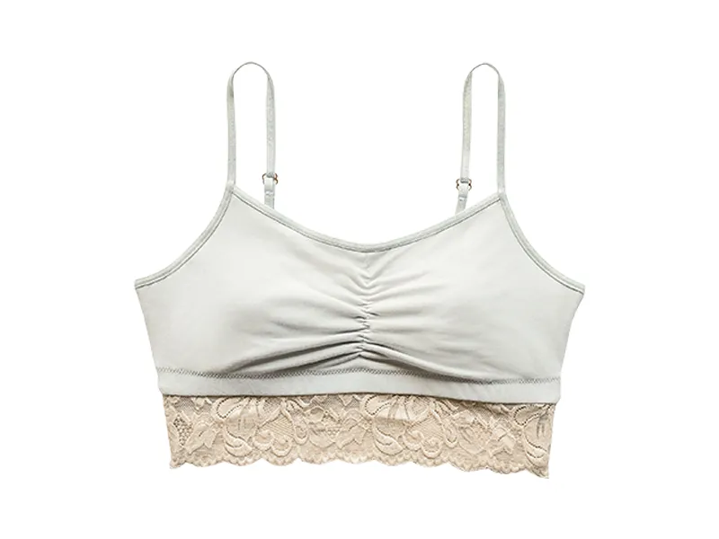 Astrid Bralette with Lace, Champagne/Grey