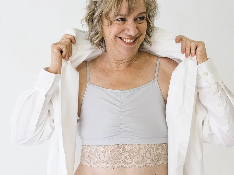 Astrid Bralette with Lace, Champagne/Grey
