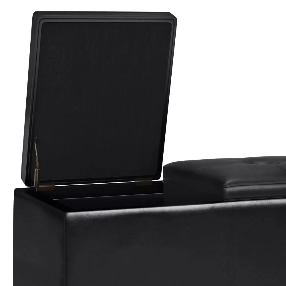 Avalon Ottoman with lift up lids in Vegan Leather