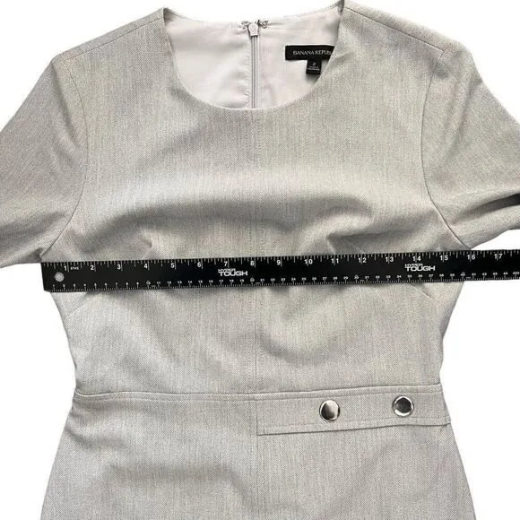 Banana Republic Size 2 Gray Textured Dress Stretch Career Business