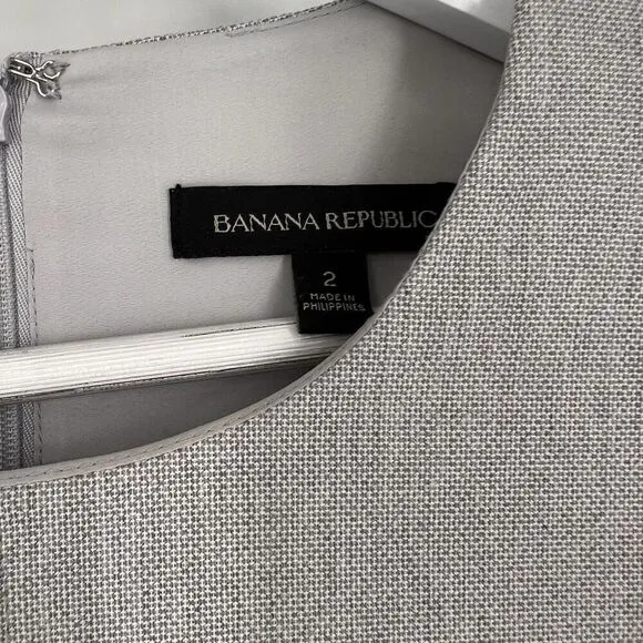 Banana Republic Size 2 Gray Textured Dress Stretch Career Business