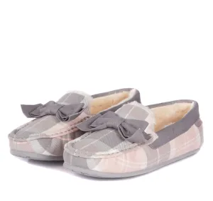 Barbour Sadie Moccasin Slippers - Pink Grey Tartan