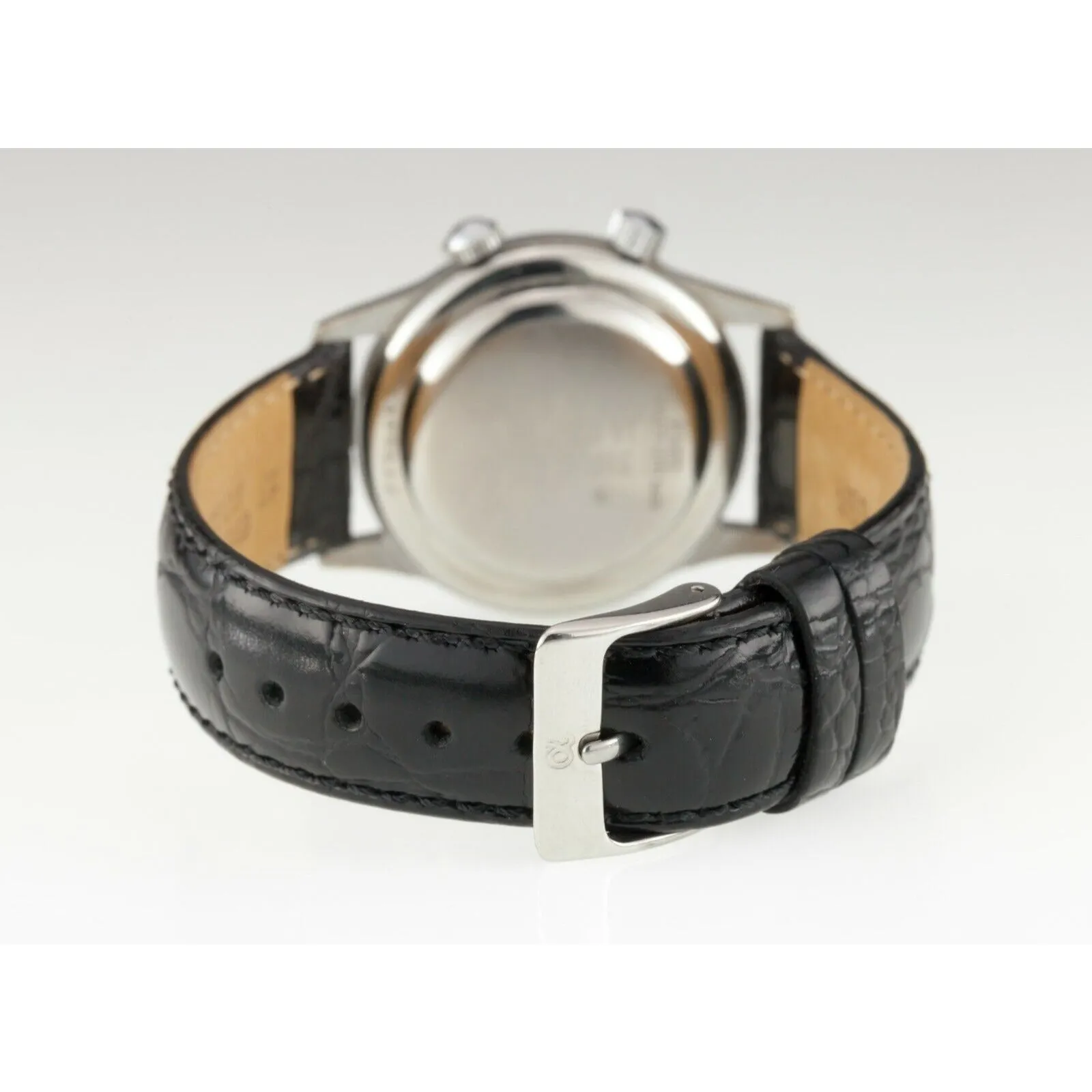 Benrus Men's Stainless Steel Wrist Alarm Mechanical Watch w/ Leather Band