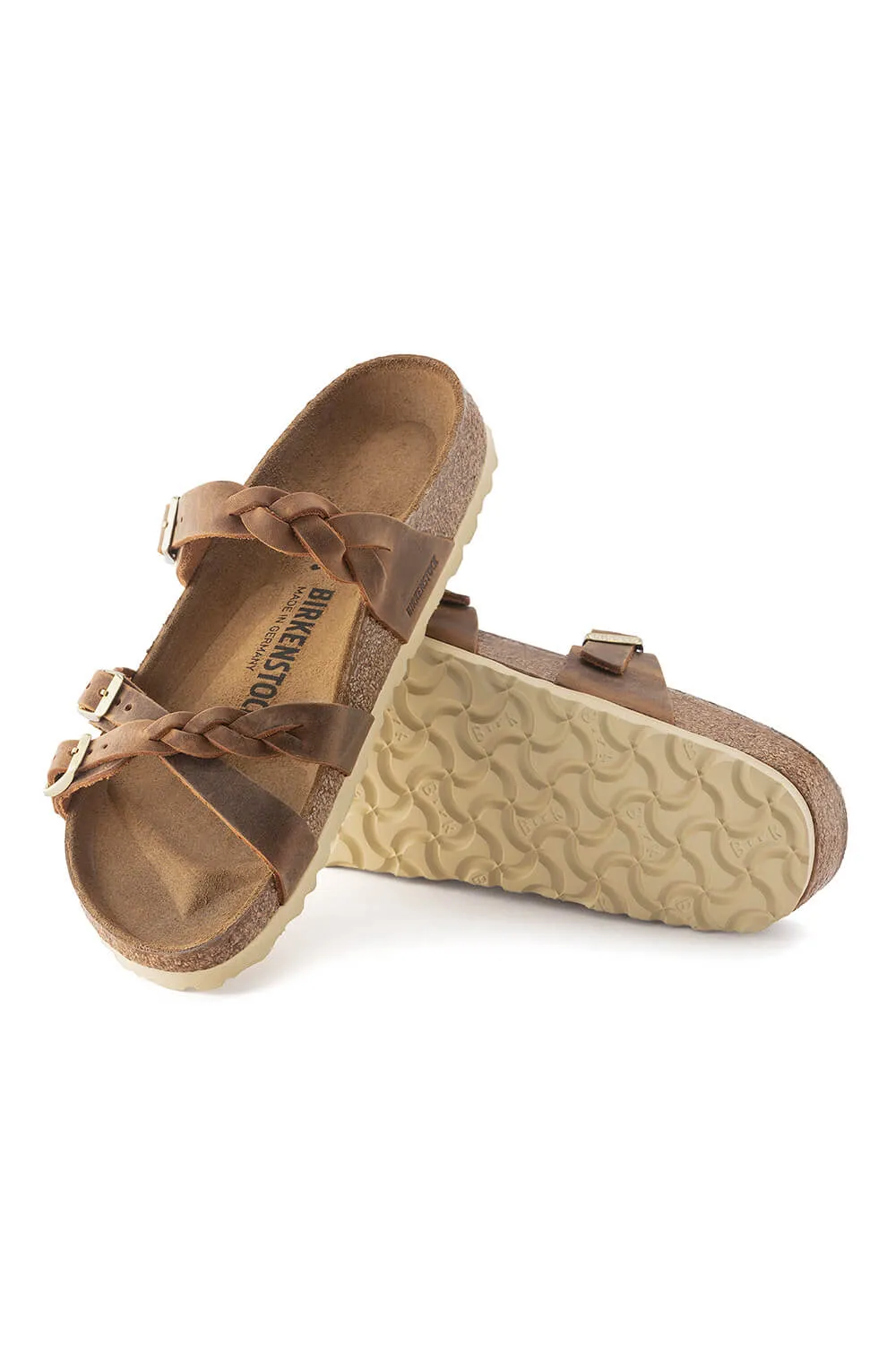 Birkenstock Franca Oiled Leather Braided Sandals for Women in Cognac | 1024052
