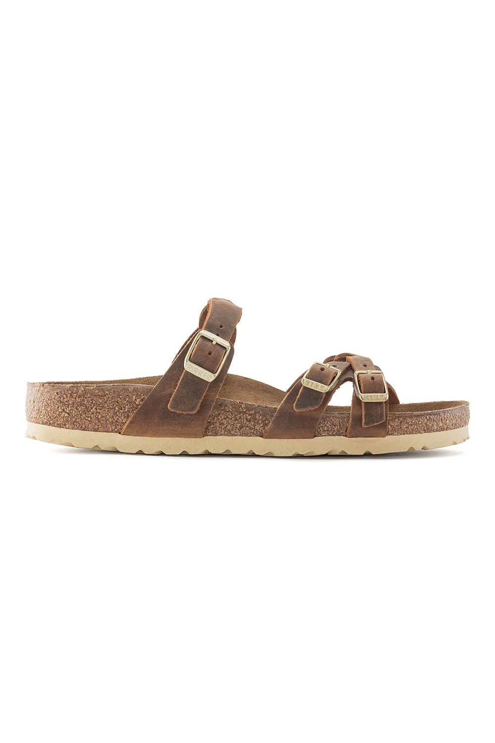 Birkenstock Franca Oiled Leather Braided Sandals for Women in Cognac | 1024052