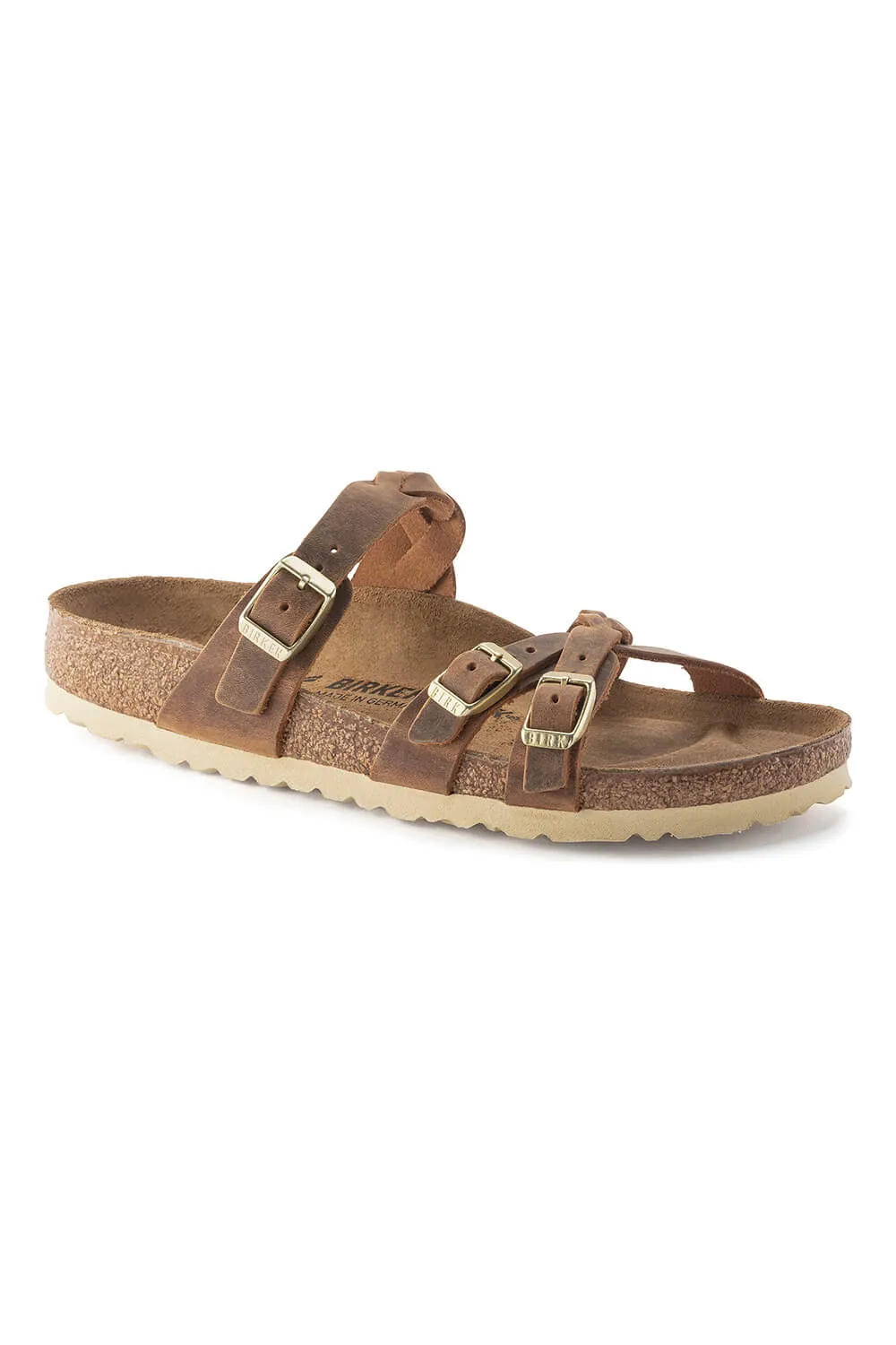 Birkenstock Franca Oiled Leather Braided Sandals for Women in Cognac | 1024052