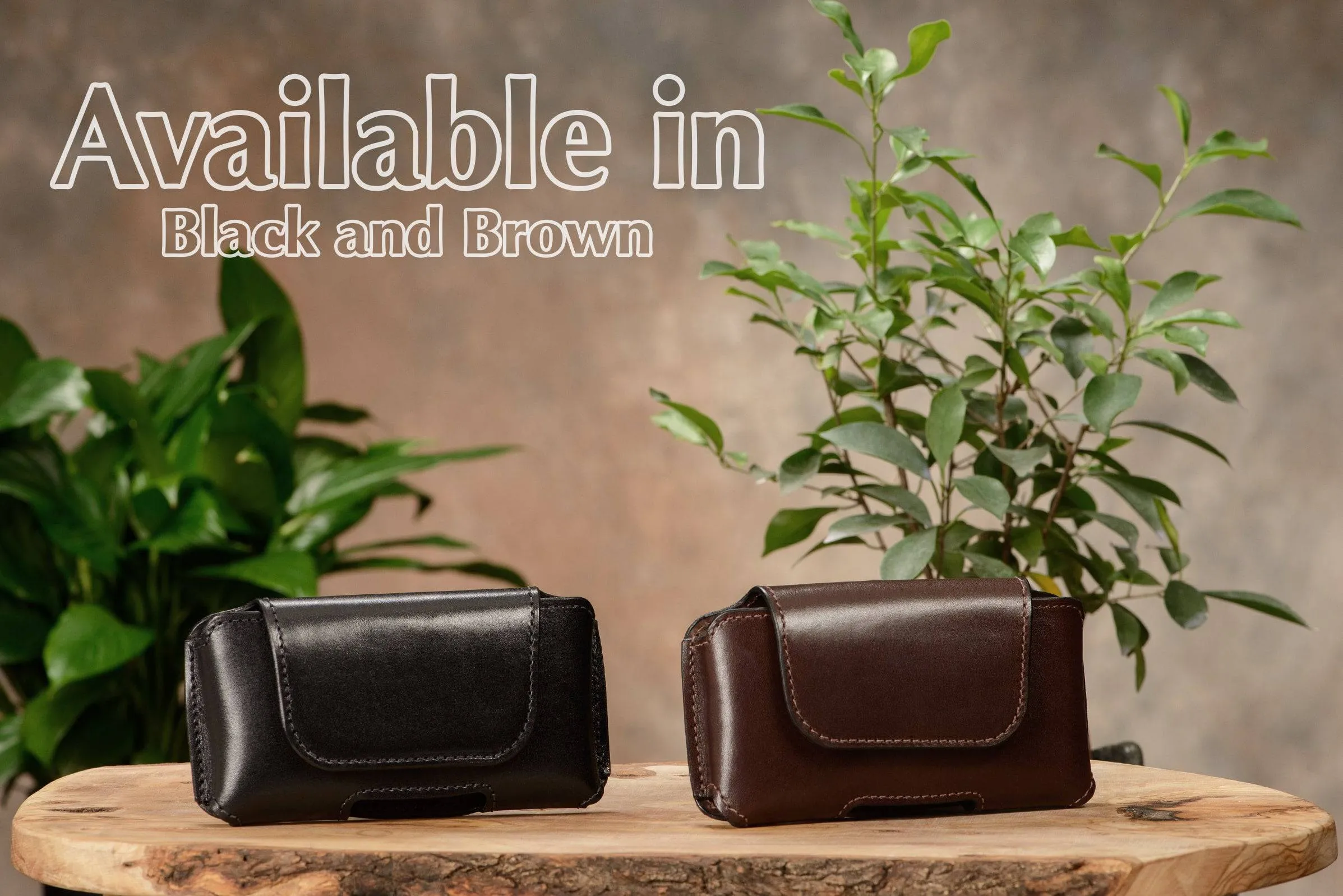 Black Deluxe Leather Horizontal Cellphone Holster Case