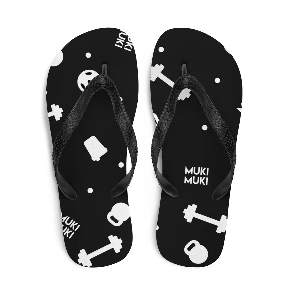 Black Gym Stuff Flip-Flops
