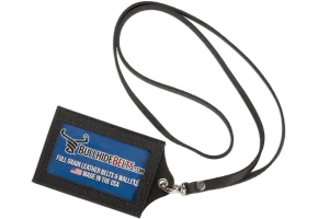 Black Leather Lanyard – Perfect for ID, Security Access, and Cruise Sea Passes