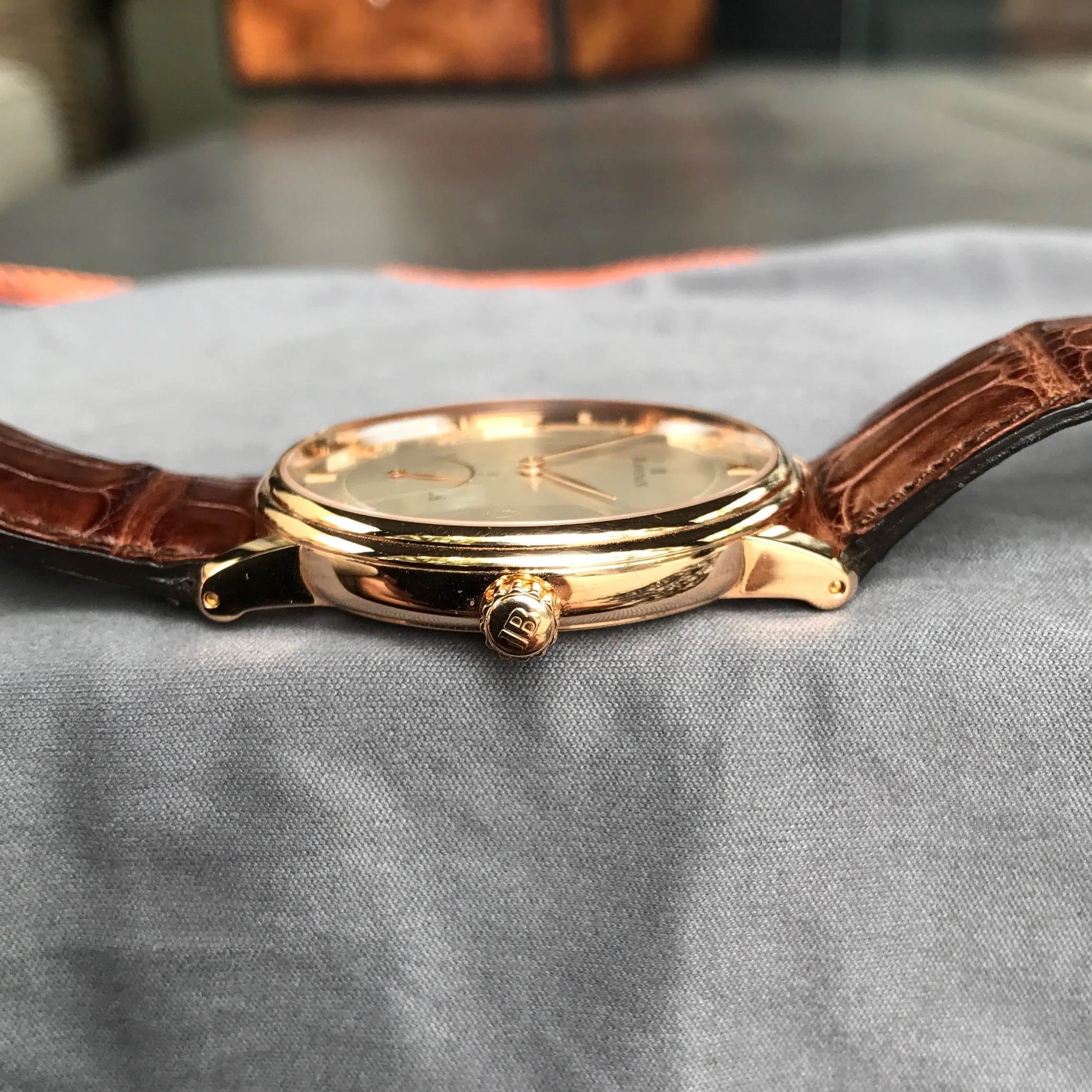 Blancpain Villeret Retrograde Seconds Ultra Slim 4063 18K Rose Gold Leather Automatic Silver Wristwatch