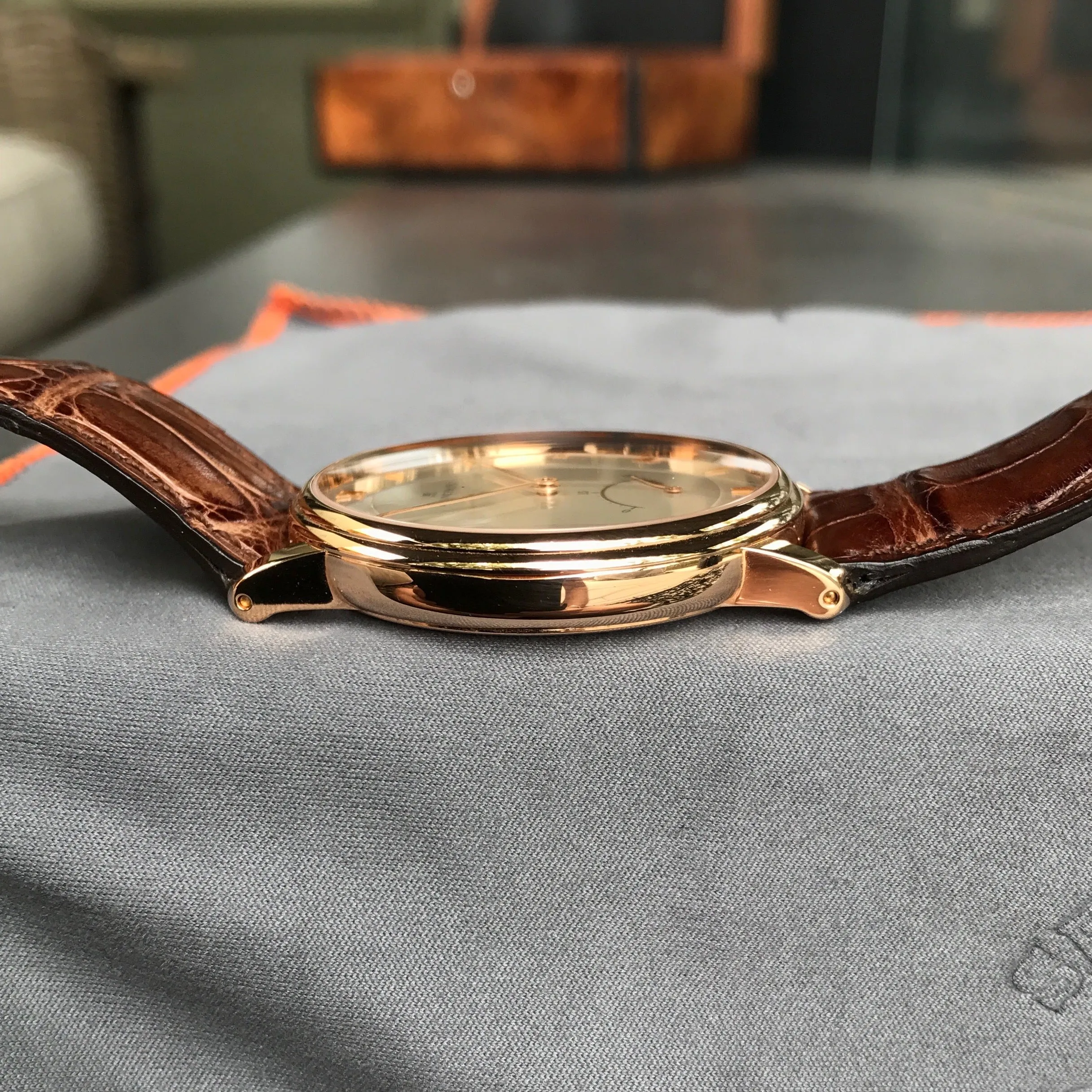 Blancpain Villeret Retrograde Seconds Ultra Slim 4063 18K Rose Gold Leather Automatic Silver Wristwatch