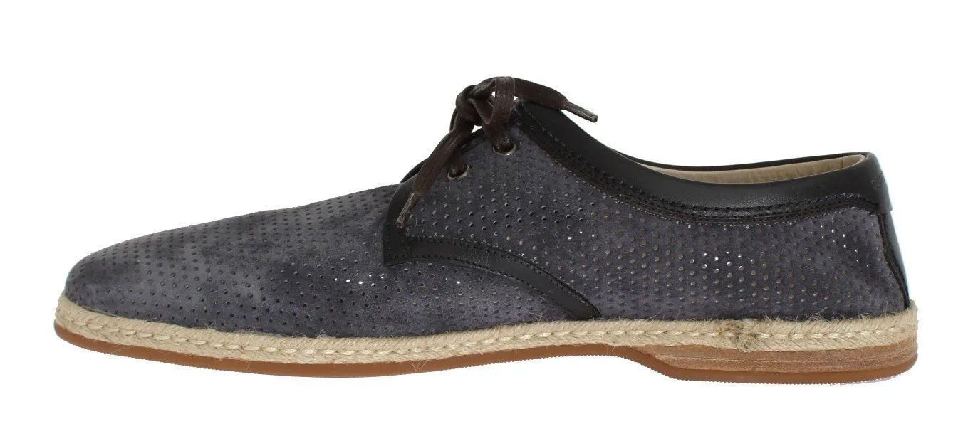 Blue Gray Suede Leather Shoes