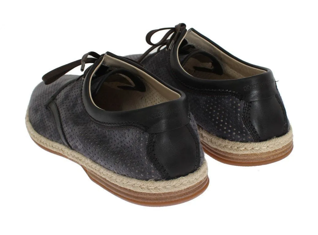 Blue Gray Suede Leather Shoes