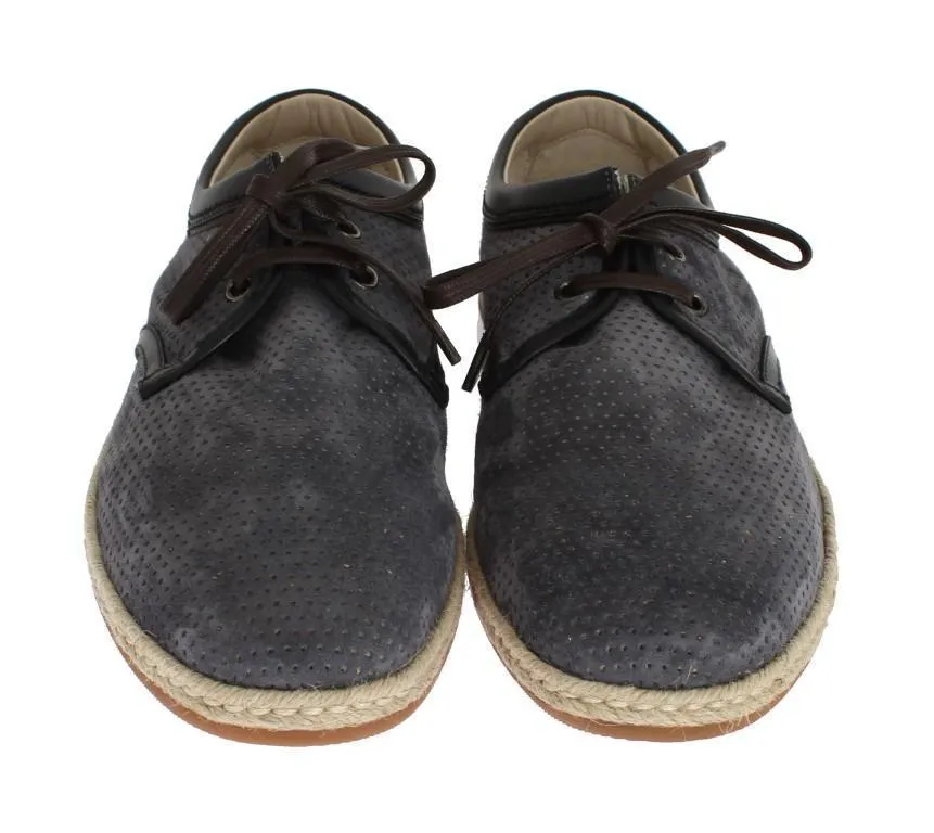 Blue Gray Suede Leather Shoes
