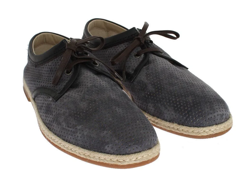 Blue Gray Suede Leather Shoes