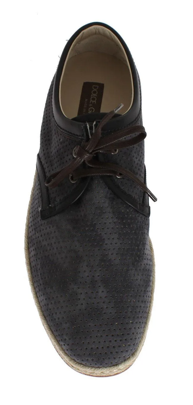 Blue Gray Suede Leather Shoes