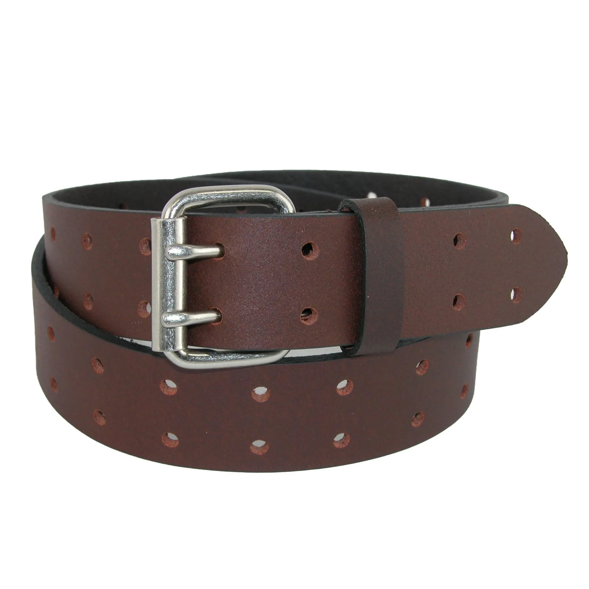 Brand new Dickies Men's Leather Two Hole Double Prong Bridle Belt, Brown, Sz 38!