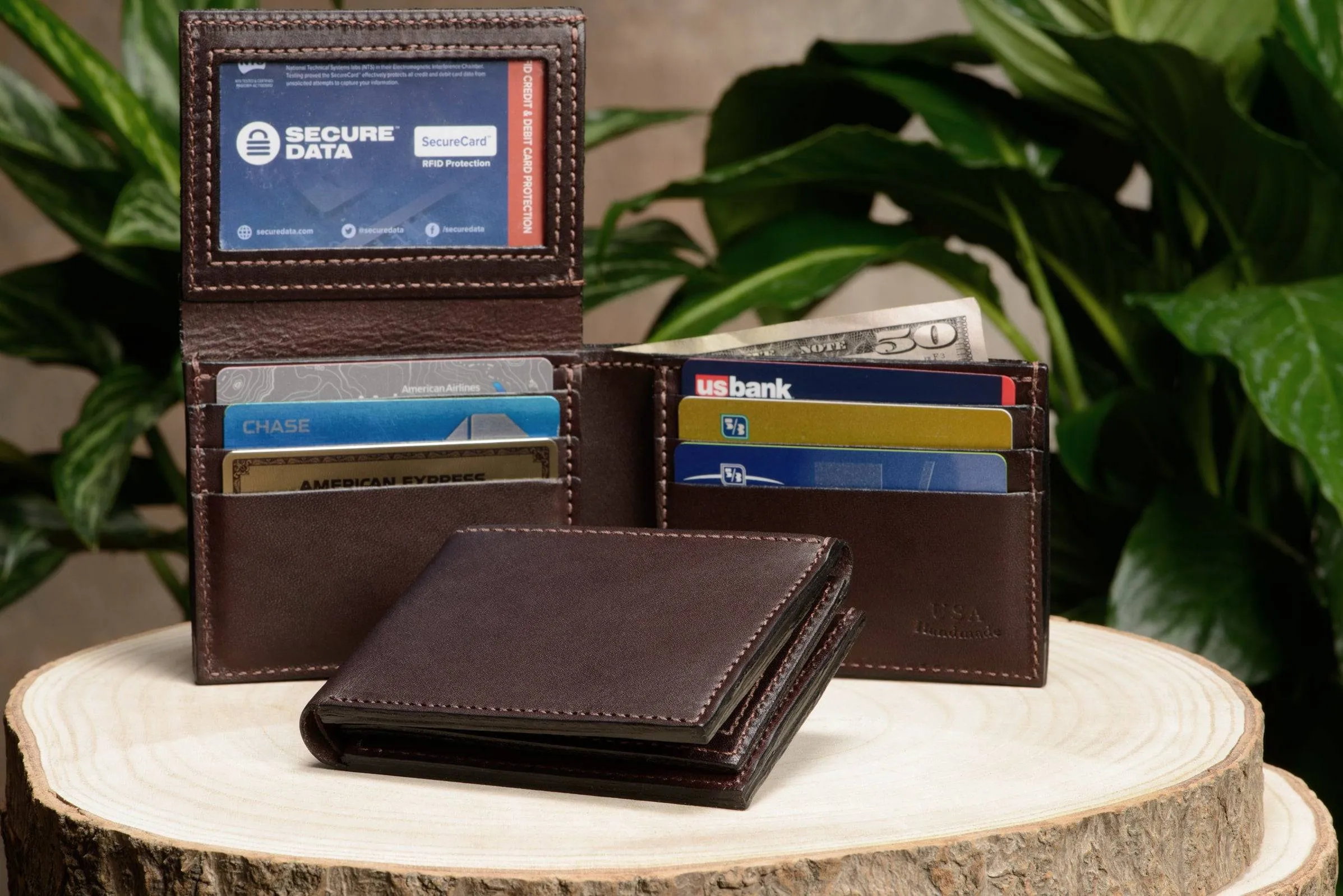 Brown Premium Leather Bifold Wallet With Flip Up ID Window