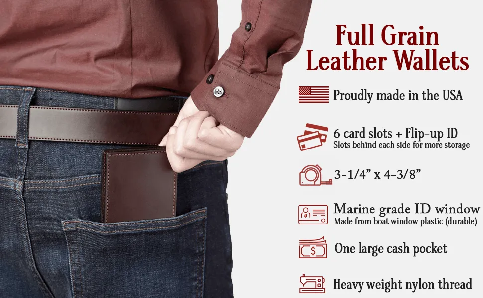 Brown Premium Leather Bifold Wallet With Flip Up ID Window