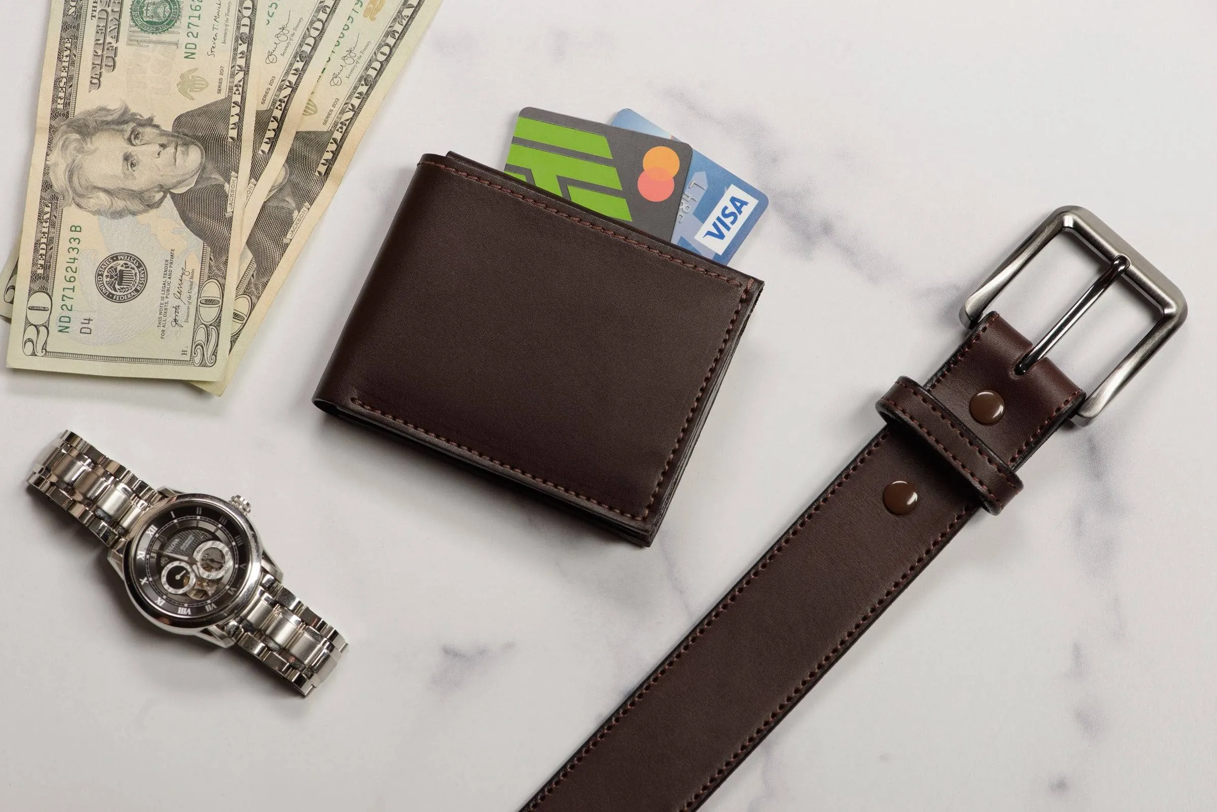 Brown Premium Leather Bifold Wallet With Flip Up ID Window