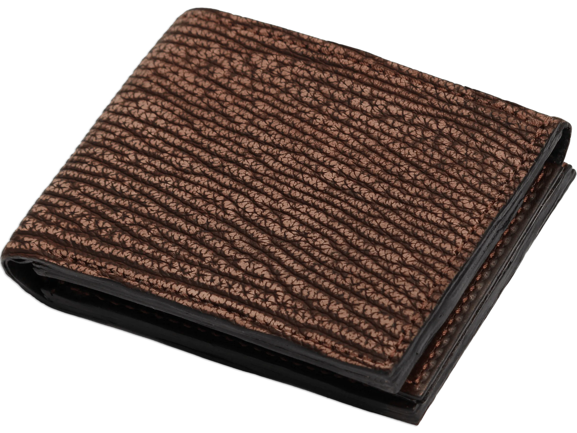 Brown Suede Shark Luxury Designer Exotic Bifold Wallet With Flip Up ID Window