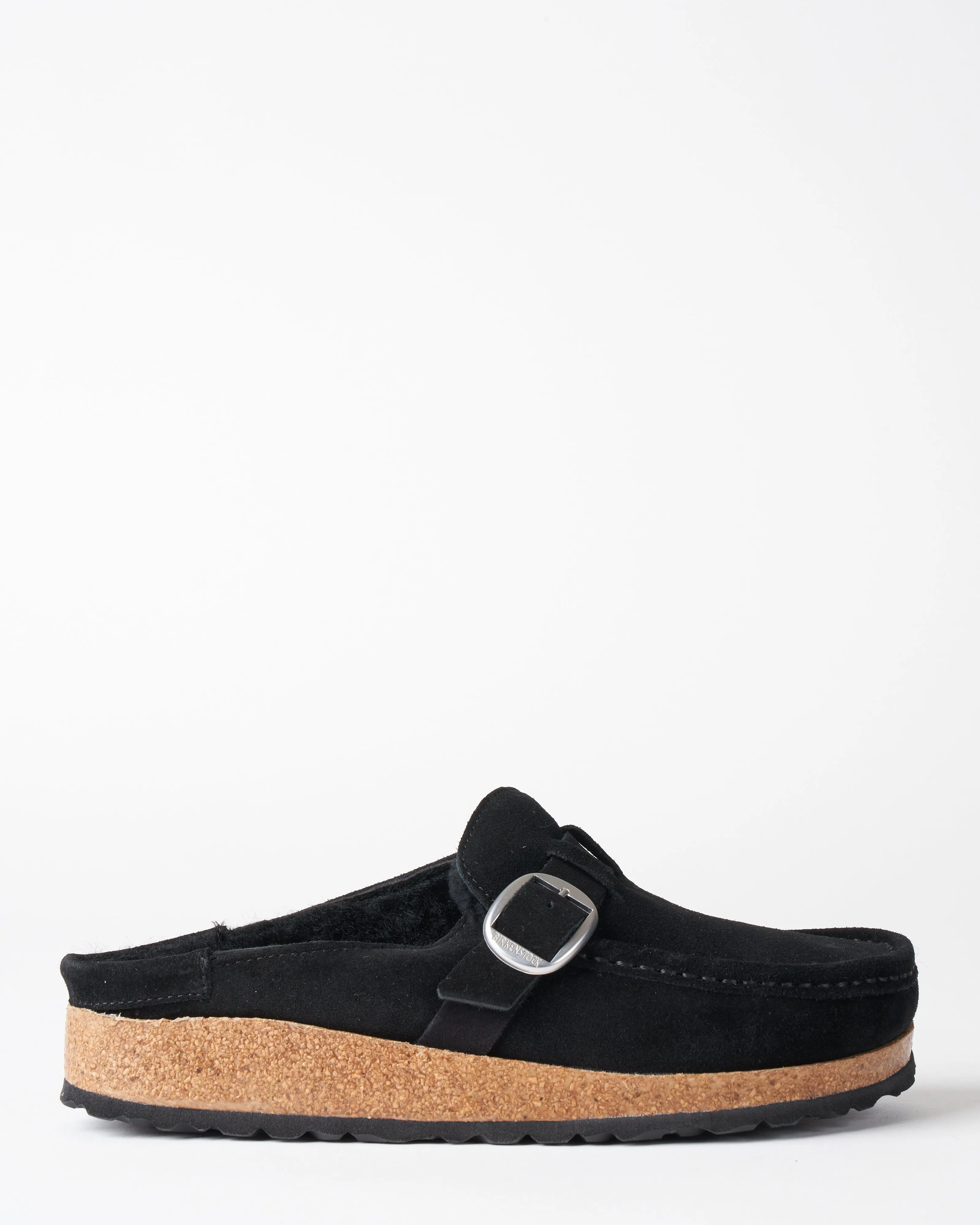 buckley shearling mule - black suede/black shearling