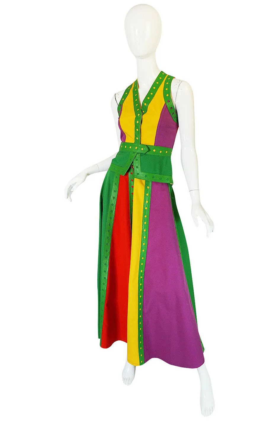 c1974 Giorgio Sant' Angelo Leather Trim Skirt & Vest