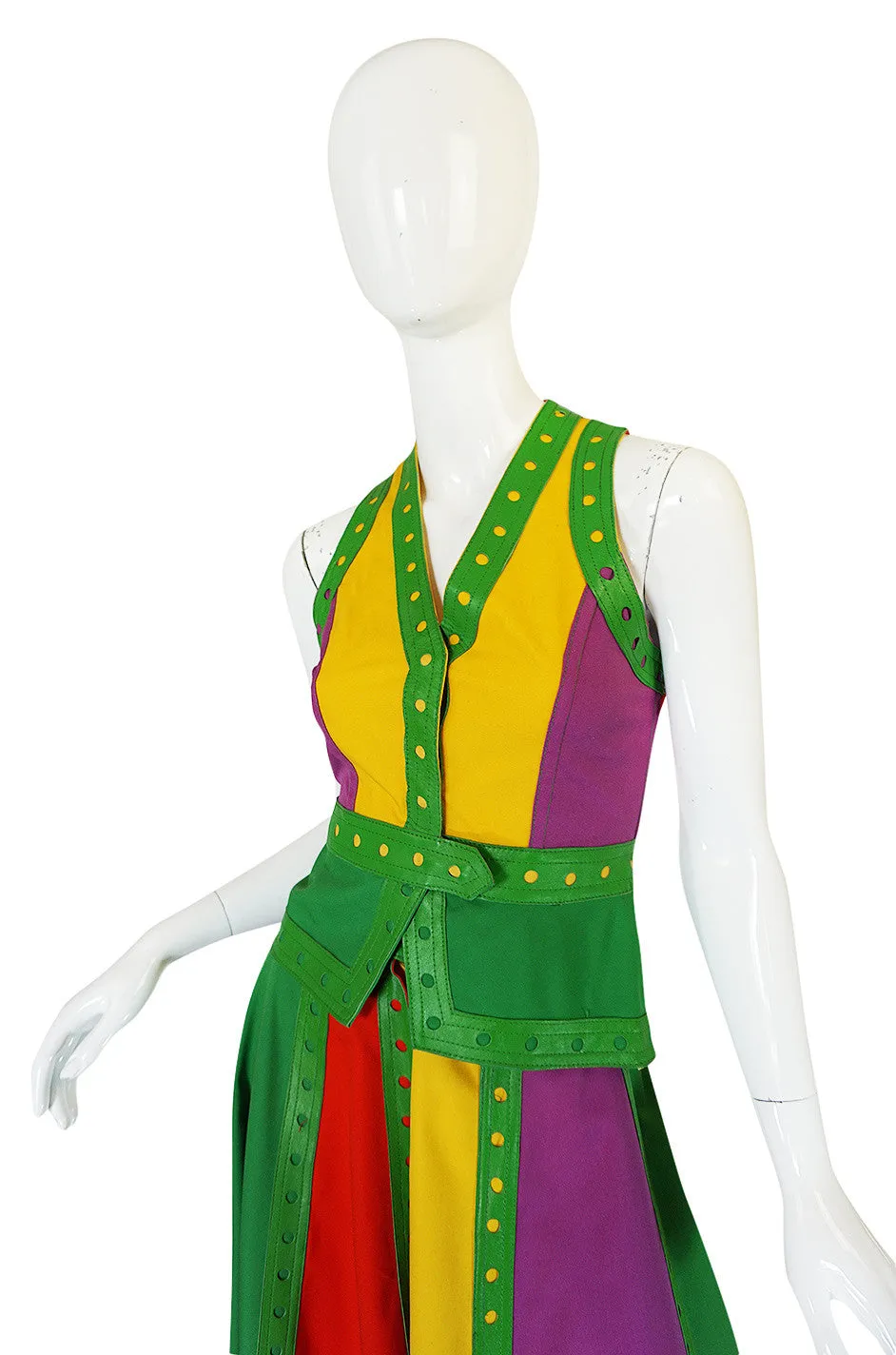 c1974 Giorgio Sant' Angelo Leather Trim Skirt & Vest