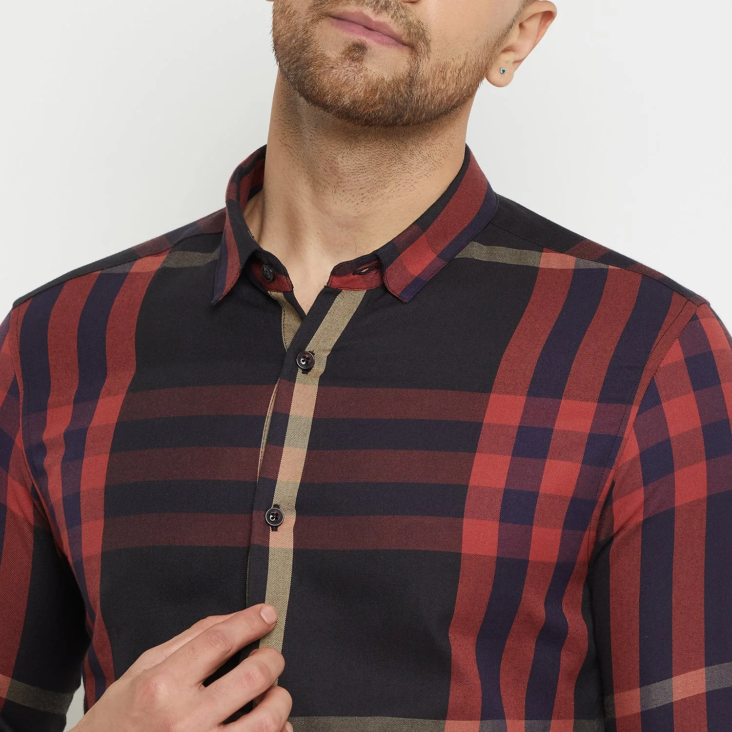 Camla Barcelona Chequered Black Shirt