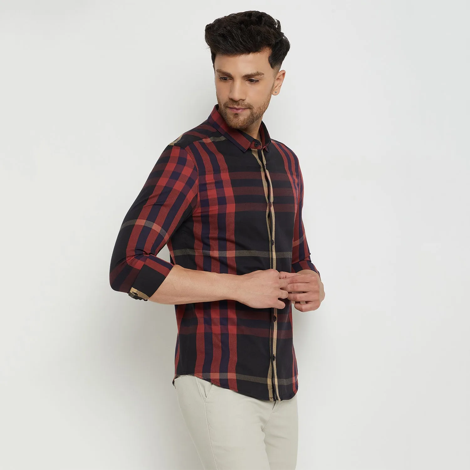Camla Barcelona Chequered Black Shirt