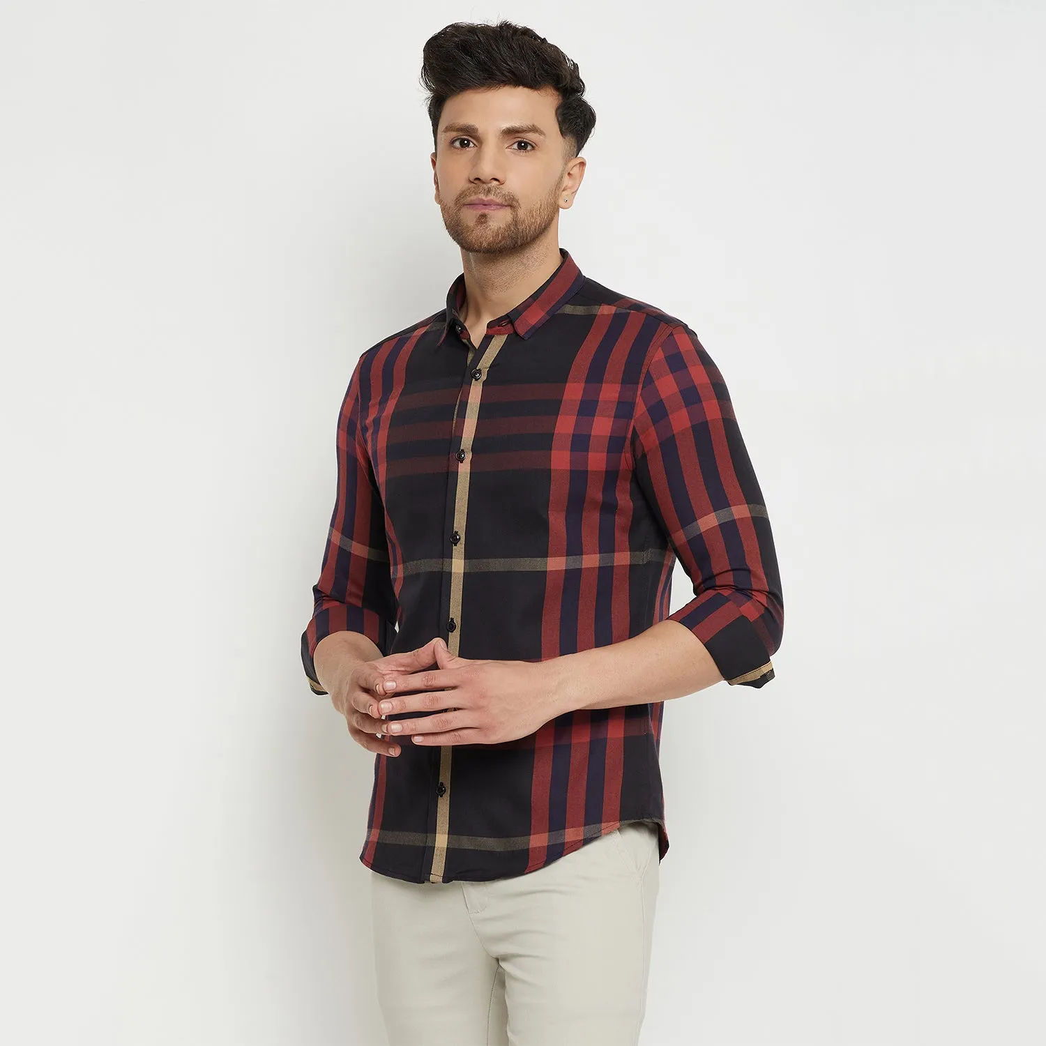 Camla Barcelona Chequered Black Shirt