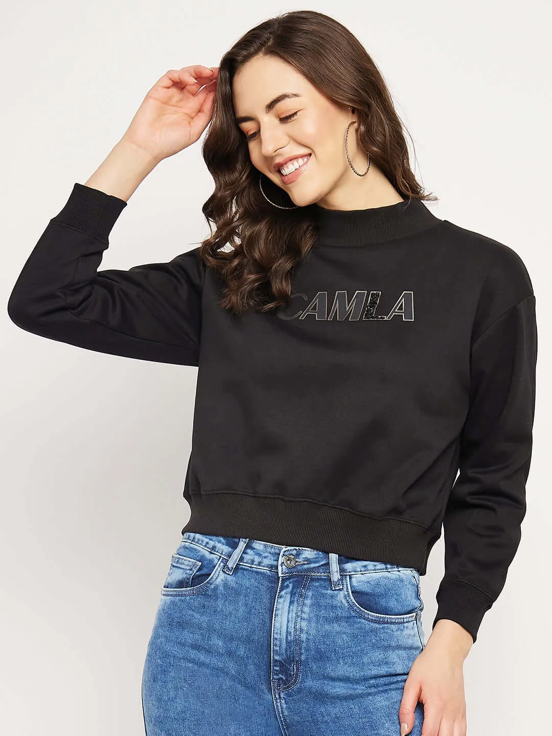 Camla Barcelona Logo Print Black Sweatshirt