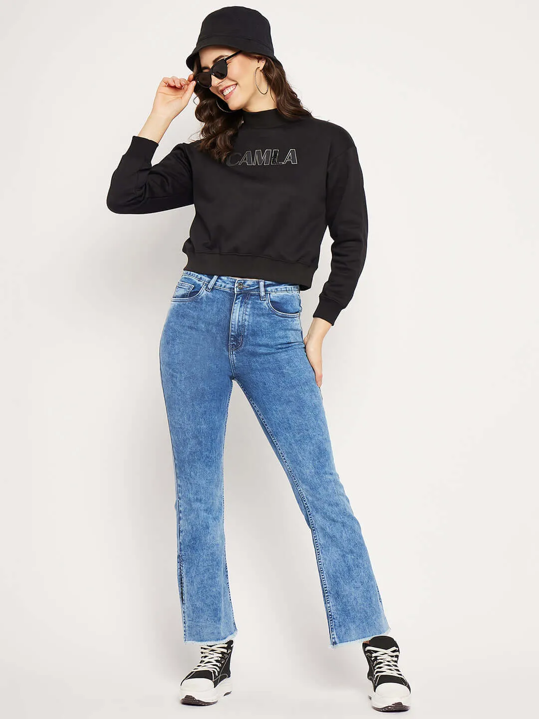 Camla Barcelona Logo Print Black Sweatshirt