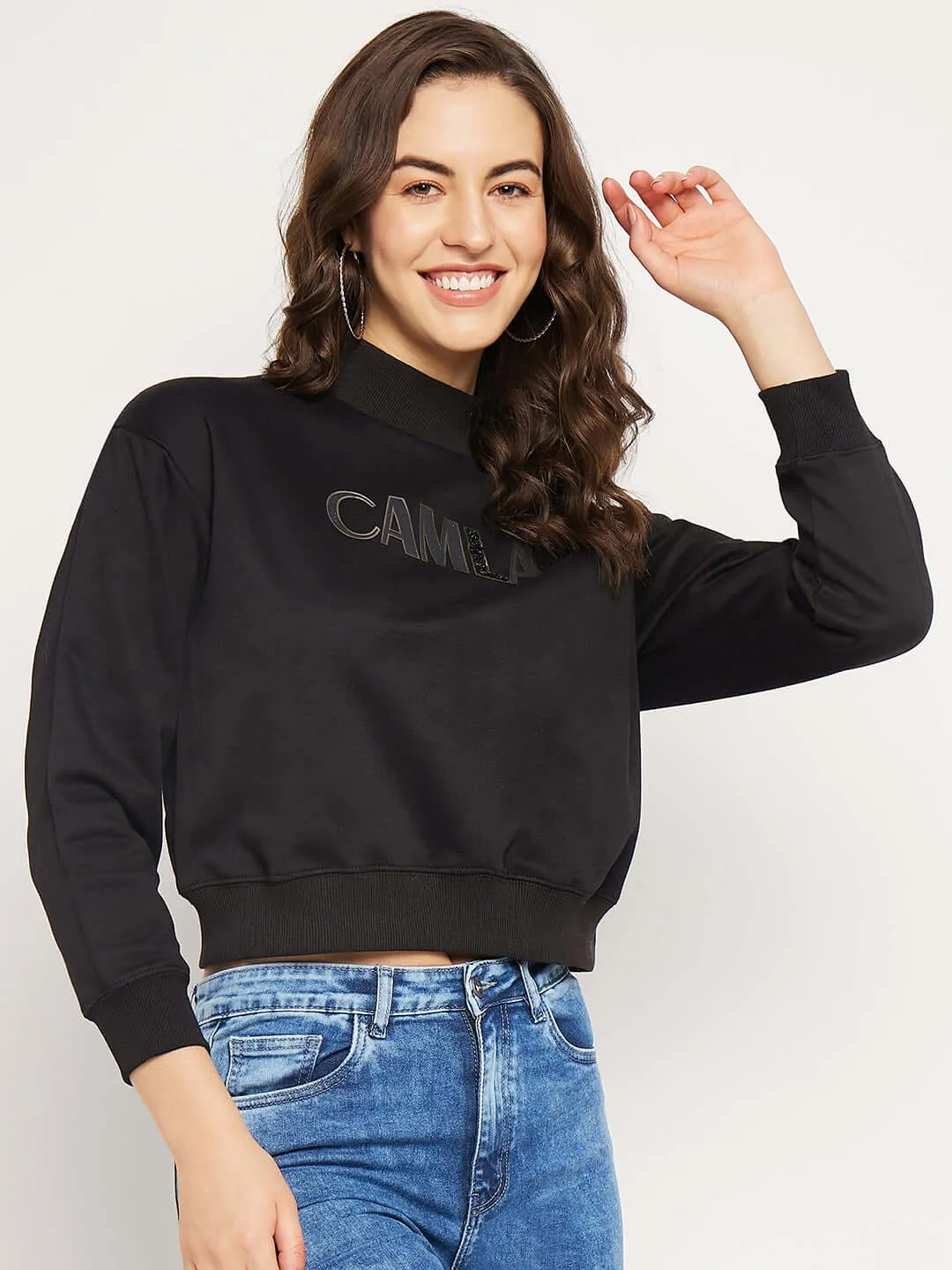 Camla Barcelona Logo Print Black Sweatshirt