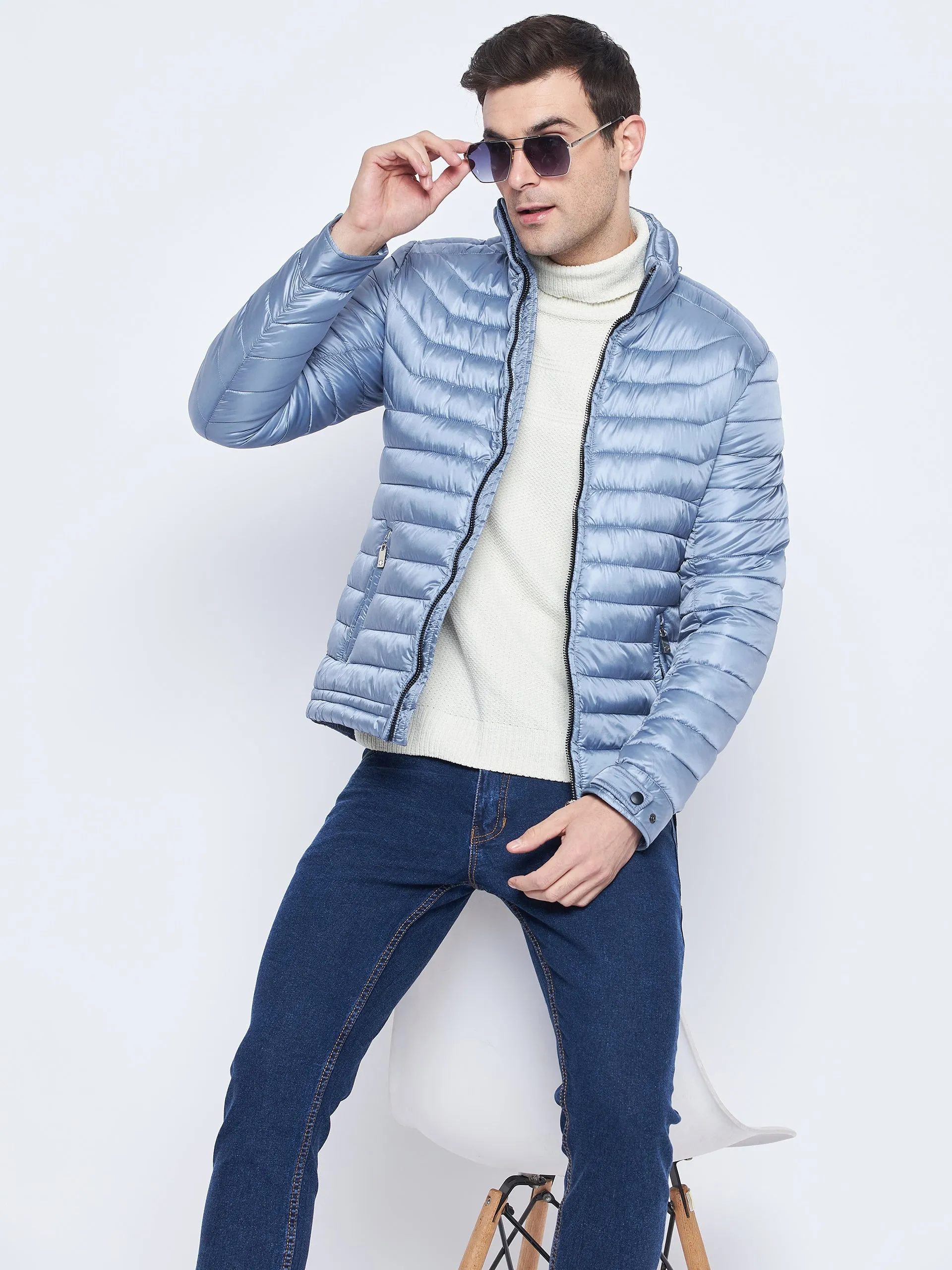 Camla Barcelona Metallic Blue Puffer Jacket