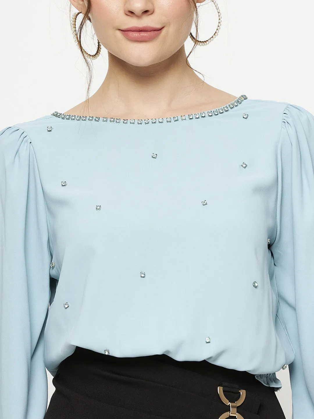 Camla Barcelona Turquoise Embellished Top