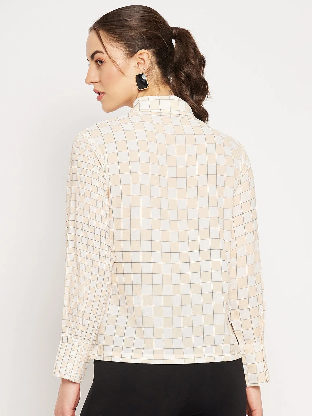 Camla Barelona Chequered Off-White Shirt For Women