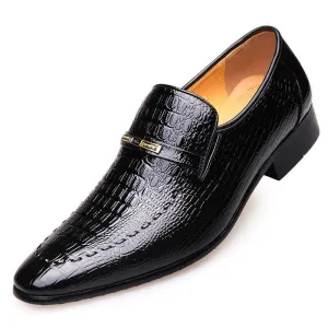 Casual Trendy Low-Top Slip-On Alligator Pattern Dress Shoes For Men