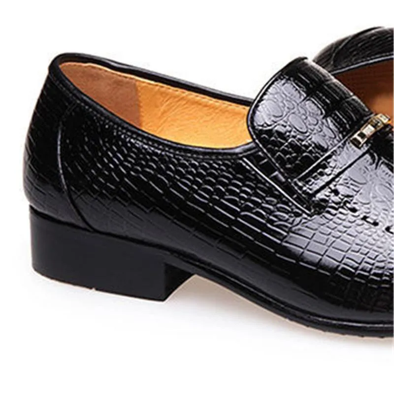 Casual Trendy Low-Top Slip-On Alligator Pattern Dress Shoes For Men