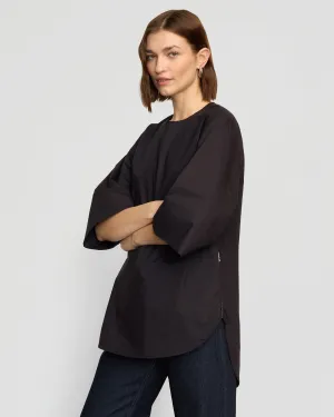Catie Side-Zip Oversized Tulip-Hem Top