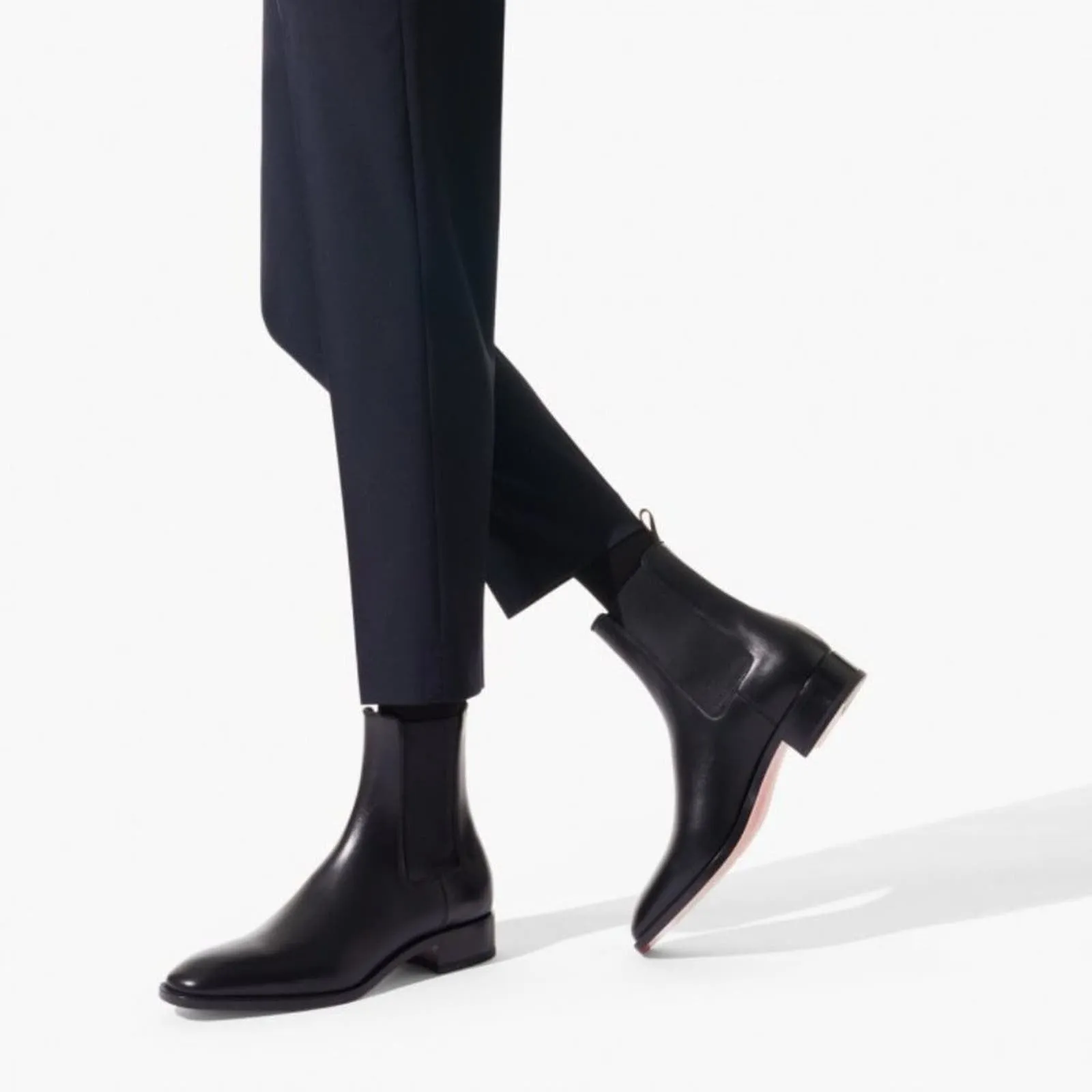 Christian Louboutin Roadie Flat Boots - Leather - Black - EU 40 / US 7