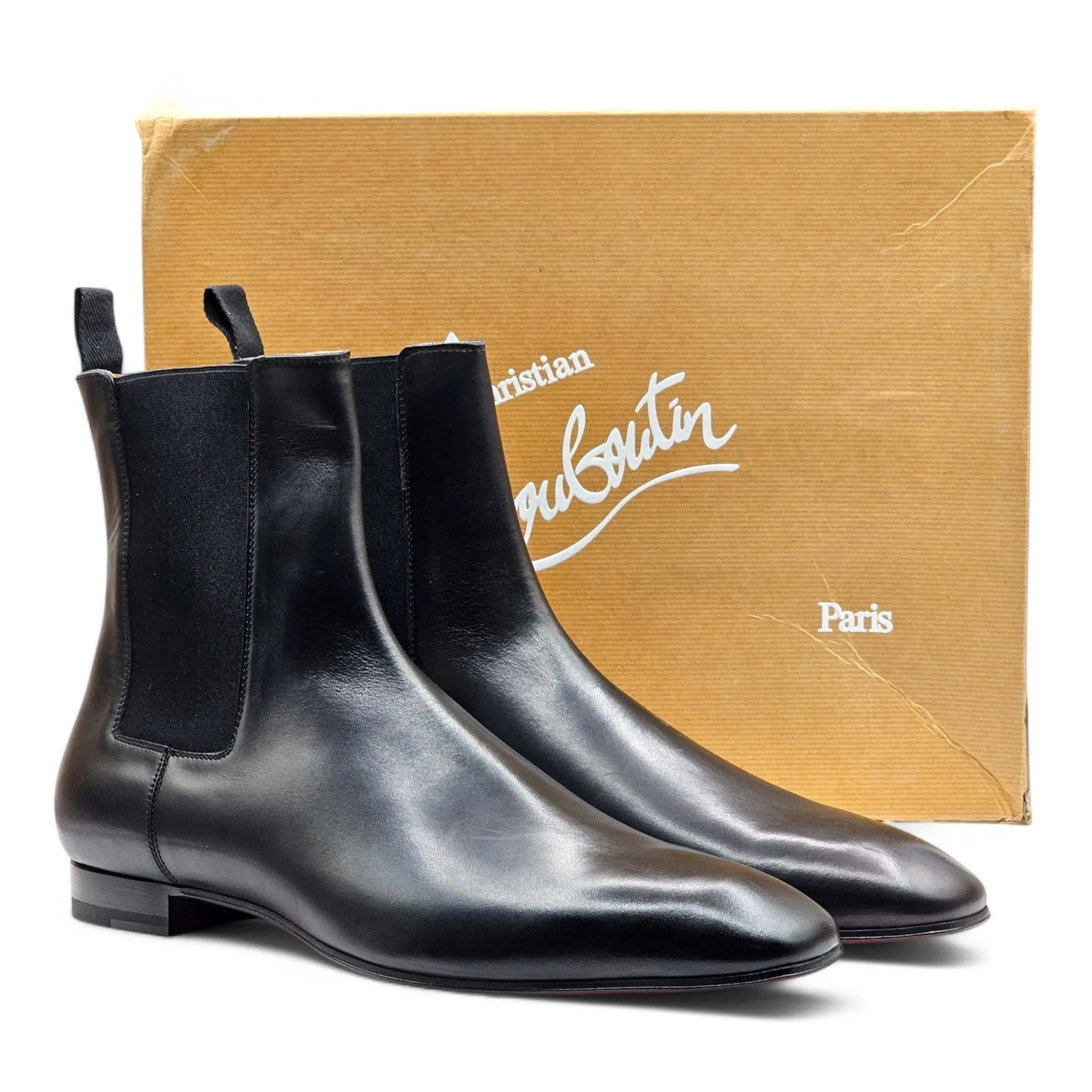 Christian Louboutin Roadie Flat Boots - Leather - Black - EU 45.5 / 12.5