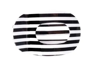 Color Block Flat Banana Clip in Black/White Stripe