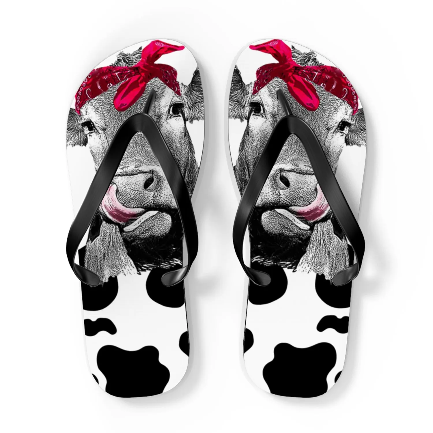Cow Lady Flip Flops
