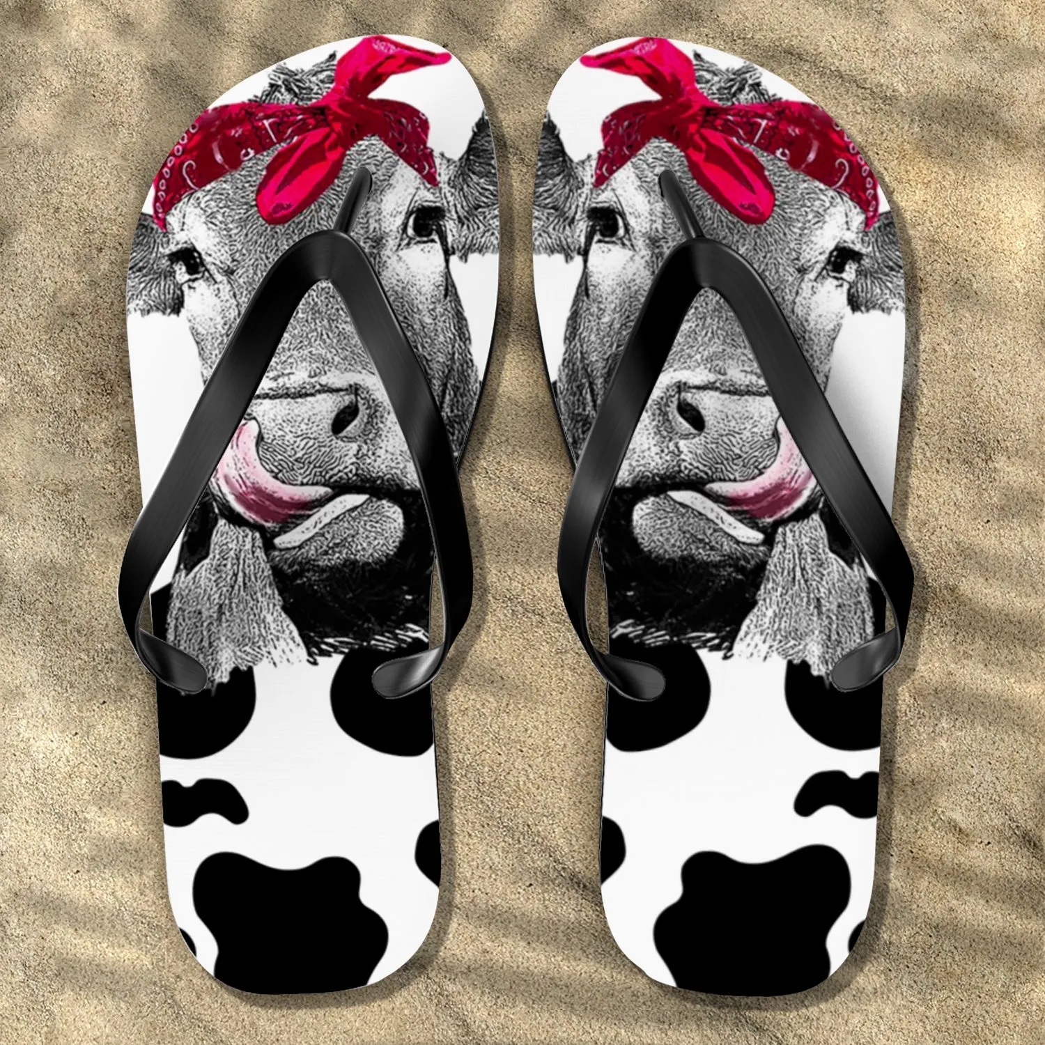 Cow Lady Flip Flops