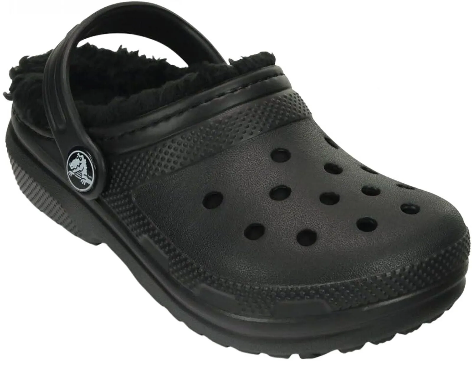 Crocs Kids Unisex Classic Lined Slippers Clog 203506-060 Black / Black 9T