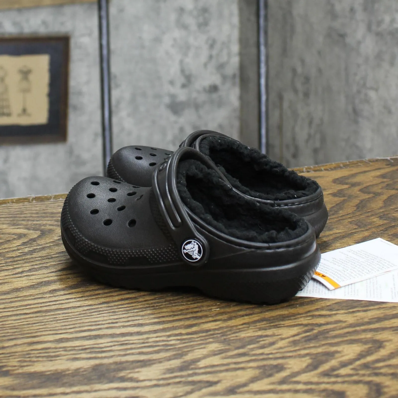 Crocs Kids Unisex Classic Lined Slippers Clog 203506-060 Black / Black 9T
