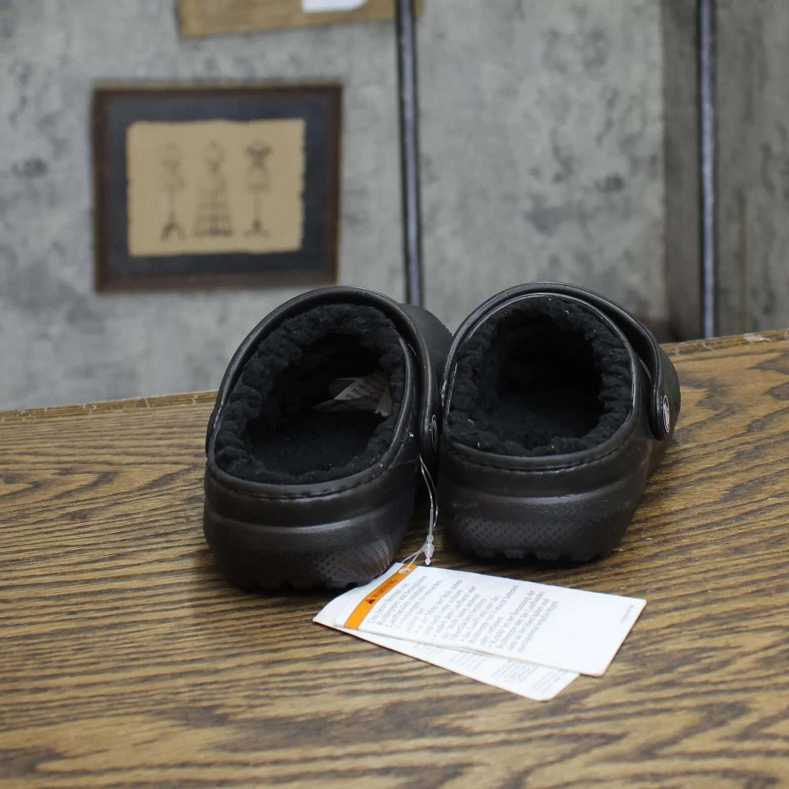Crocs Kids Unisex Classic Lined Slippers Clog 203506-060 Black / Black 9T