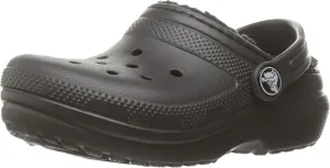 Crocs Kids Unisex Classic Lined Slippers Clog 203506-060 Black / Black 9T