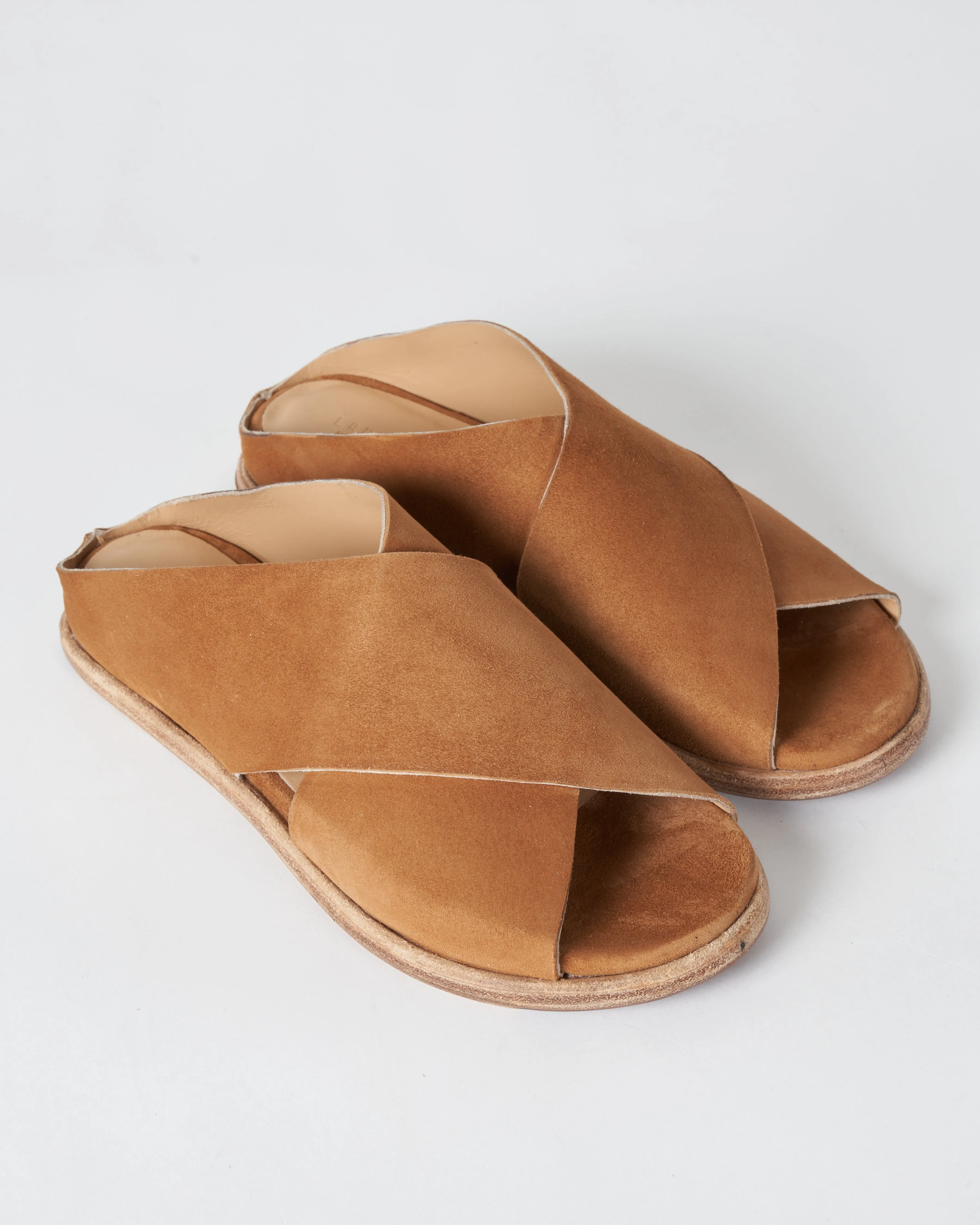 crossover flat sandal - camoscio sella